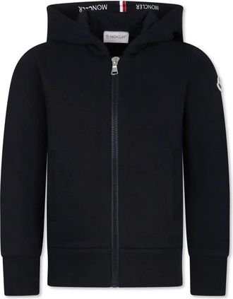 Moncler Kids Sweatshirts, male, Blue, 8 Y, Hooded Zip-Up Sweatshirt