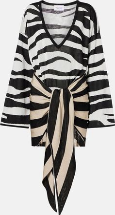 The Attico Knitted zebra-print minidress