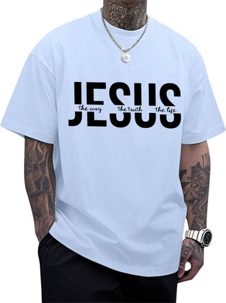 Generic Jesus Shirts Cotton Christian T Shirt Religious Cross Printed T-Shirt Oversized Tops Casual Vacation Clothing Trip Home Work