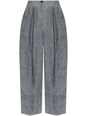 Emporio Armani Chambray broek met geplooid detail - Blauw