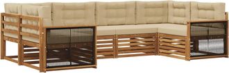 vidaXL Conjunto De Sof&aacute;s De Exterior 6 Uds. Natural Y Beige Vidaxl