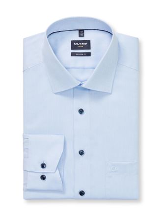 Olymp Businesshemd OLYMP Luxor modern fit, Herren, Gr. 37, N-Gr, blau (bleu), Web, Obermaterial: 100% Baumwolle, 2-Knopf-Manschette, Hemden Businesshemd, fe