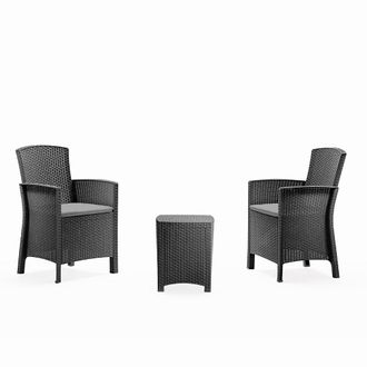 Concept Usine Conjunto de jard&iacute;n de 2 sillones en gris antracita con mesa de centro