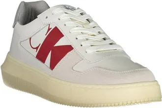 Calvin Klein Contrast Logo Leather Sneaker - White