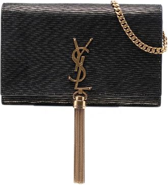 Saint Laurent Borsa a tracolla Kate in pelle scamosciata con nappa e monogramma 2017 - Nero
