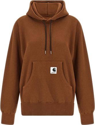 sacai Brown Logo Patch Hoodie