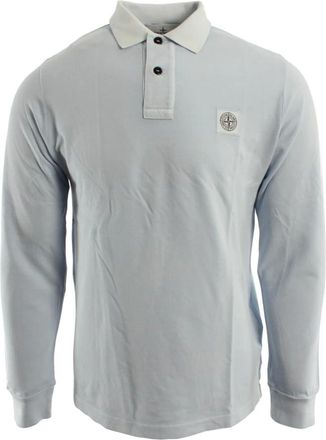 Stone Island Tops, Heren, Blauw, S, Katoen, Polo van Katoen met Elastaan