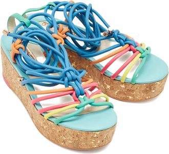 Sophia Webster Sandali con cinturini e zeppa - Blu