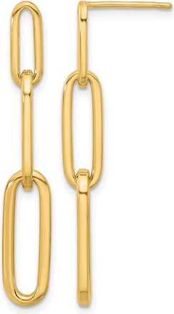 Diamond2Deal 14k Yellow Gold Paperclip Link Drop Dangle Earrings