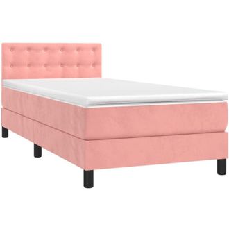 vidaXL Cama Box Spring Colch&oacute;n Y Led Terciopelo Rosa 80x200 Cm Vidaxl