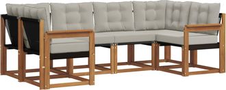 vidaXL Conjunto De Sof&aacute;s De Exterior 6 Uds. Natural Y Gris Claro Vidaxl