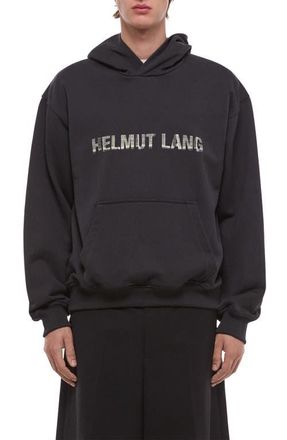 Helmut Lang Graphic Plaid Check Logo Hoodie in Vintage Black at Nordstrom, Size Xx-Large