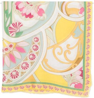 La DoubleJ Floral-print Graphic-pattern Scarf