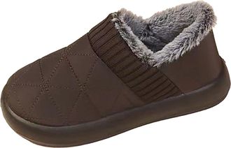 Generic UK 6.5 Womens Winter Slip On Loafer Fur Lined Ankle Snow Boots Casual Anti-Slip Water Resistant Anti-Slip Water Resistant Boots Outdoor Warm Comfortab