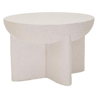 Dmora Mesa De Centro Cromwe, Apta Para Interior/exterior, Forma Redonda, Color Blanco, 71x50x71h Cm M&aacute;rmol Blanco