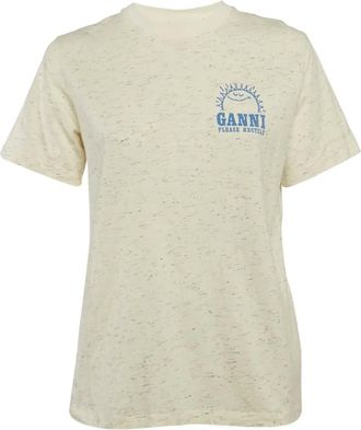 Ganni T-shirt met grafische print - Beige