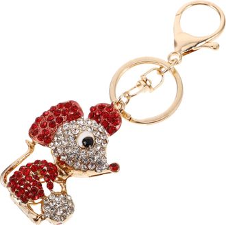 Supvox Mouse Keychain Zinc Alloy Cute Decorative Bag Charm for Backpacks and Handbags Red Hanging Purse Accessory Lovely Keyring for Car Keys