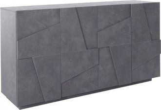 Dmora Credenza moderna a 4 ante, Made in Italy, Madia da cucina, Buffet di design da soggiorno, cm 162x44h86, colore Grigio Cenere, con imballo rinforzato