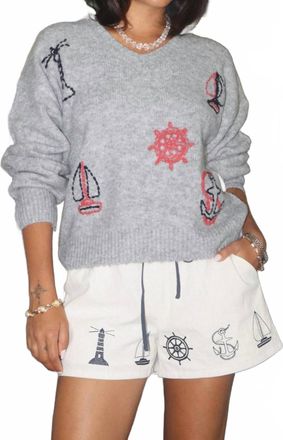 Bailey Rose Harbor Emblem Sweater In Grey
