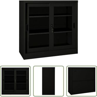vidaXL vidaXL Armadio con ripiani regolabili - Armadio con Ante Scorrevoli Nero 90x40x90 cm in Acciaio