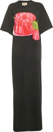 Gucci Abito lungo con stampa grafica - Nero