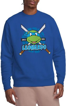 Teenage Mutant Ninja Turtles Tmnt Leonardo Since 1984 Crew Sweatshirt, Royal Blue, Large