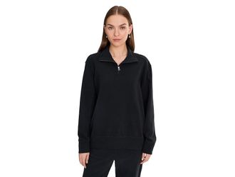 Pact CloudKnit Quarter Zip Womens Sweatshirt Black : SM, Cotton/Elastane