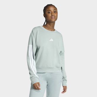 adidas Sweatshirt ADIDAS SPORTSWEAR W 3S FT SWT, Damen, Gr. XXL, wonder sage, wei&szlig;, Obermaterial: 55% Baumwolle, 36% Polyester, 9% Viskose, normal, Rundhals,