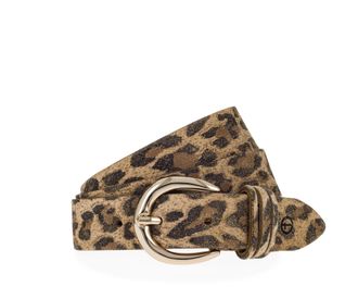 Tamaris Lederg&uuml;rtel TAMARIS, Damen, Gr. 11,5, braun (taupe, schwarz braun), Rindsleder, Animalmuster, G&uuml;rtel Lederg&uuml;rtel, Florales Muster im Metallic-Design o