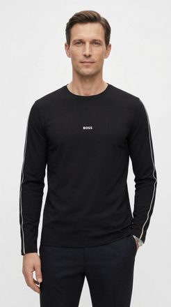 HUGO BOSS Longsleeve BOSS Unique, Herren, Gr. XXL, schwarz 001, Jersey, Obermaterial: 95% Baumwolle, 5% Elasthan, regular fit, Rundhals, Shirts Longsleeve, bequ