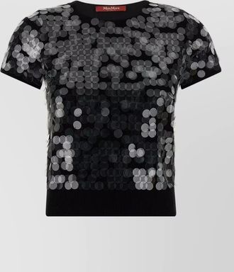 Max Mara virgin wool sequined short-sleeve sweater