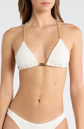 Vix Firenze Crinkle T-Back Bikini Top in White at Nordstrom, Size X-Large