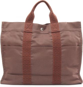 Herm&egrave;s Brown Nylon Canvas Tote Bag (Pre-Owned)