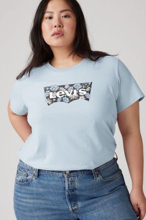Levi's Perfect Logo Tee (Plus Size) - Mujer - 3X - Azul / Batwing Floral Fill Country Air