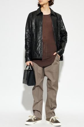 Rick Owens Leather Jacket, Mens, Black