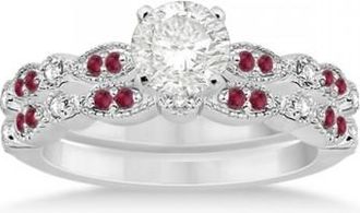 Allurez Ruby & Diamond Marquise Bridal Set 14k White Gold (0.41ct)