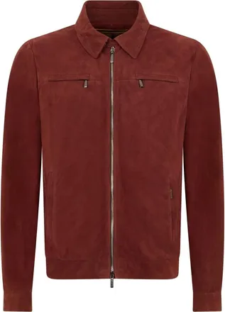 Moorer Bordeaux leren jas elegant voor elke gelegenheid. - Heren - Leren en Su&egrave;de Jassen - Rood - L - Su&egrave;de - Jassen