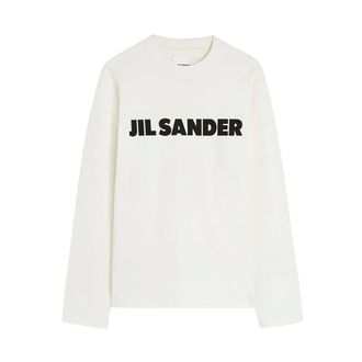 Jil Sander Long Sleeve Tops, male, White, Size: M Logo Long Sleeve T-Shirt