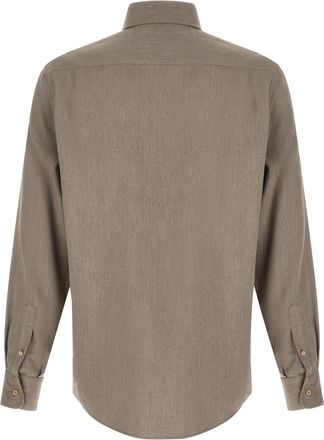 Brunello Cucinelli Cotton Micro Herringbone Shirt - Gray