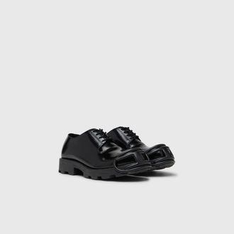 Diesel D-Hammer-Leather lace-up shoes with oval D toe cap - Lace Ups and Clogs - Man - Black