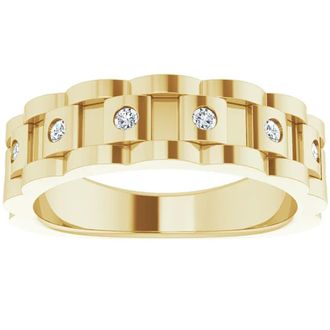 Pompeii3 1/4 Ct Mens Diamond Wedding Ring Yellow Gold Chain Link Band