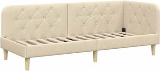 vidaXL Corner Bed Frame with Headboard Cream 80 x 200 cm Fabric vidaXL