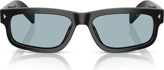 Prada Rechthoekige Acetaat Zonnebril - unisex - Zonnebrillen - Zwart - 57 MM - Accessoires
