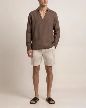 Orlebar Brown Raffertie Merino Relaxed Fit Shirt in Espresso at Nordstrom, Size X-Large