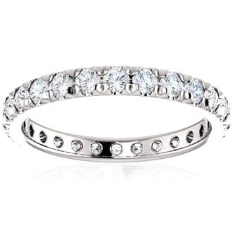 Pompeii3 1 Ct Diamond Wedding Eternity Ring 14k White Gold