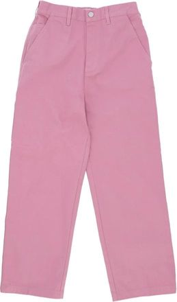 Obey Vintage Roze Timmerman Broek Hoge Taille - Dames - Straight fit broeken - Roze - W29 - Katoen - Broeken
