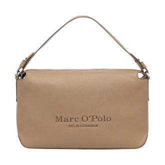 Marc O'Polo Tassen, Dames, Beige, ONE Size, Leer, Embossed Logo Baguette Schoudertas