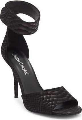 Jeffrey Campbell La Vida Snakeskin Embossed Ankle Strap Sandal in Black Matte Snake at Nordstrom Rack, Size 7.5
