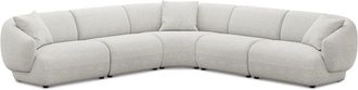 Castlery Auburn Extended L-Shape Sectional Sofa Customized, Performance Boucle Light Grey, Spill Resistant, Modular for Sofas, Castlery Brand