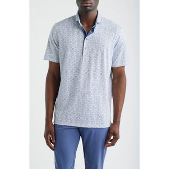 Greyson Echo Falls Geo Print Performance Golf Polo in Arctic at Nordstrom, Size Xx-Large